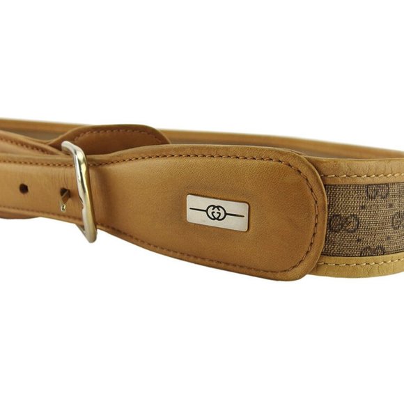 Gucci belt micro GG beige PVC ~ leather Authentic used